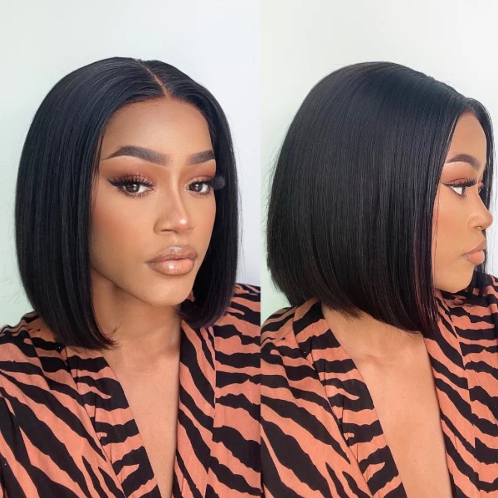 GLUELESS 4X4 CLOSURE UNDETECTABLE HD LACE BOB WIG 100% HUMAN HAIR